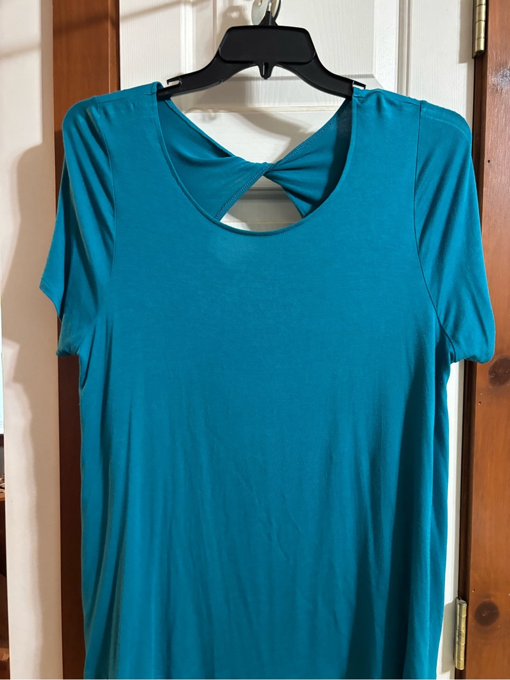 Lane Bryant Teal Short Sleeve Twist-Back Top